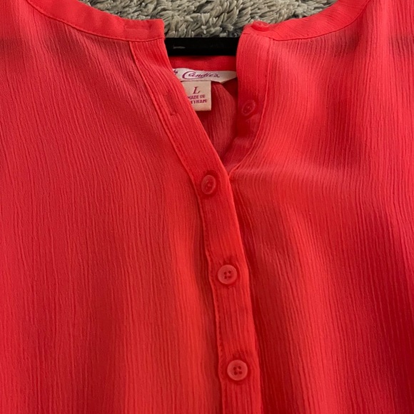 Candies- Sweet oversized blouse in a beautiful bright coral color, Size Large - Picture 12 of 14